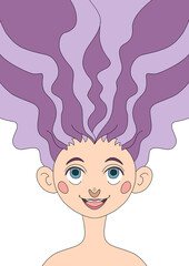Pastel Portrait of a Joyful Girl - Isolated Transparent Background