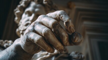 Intricate detail of a marble hand sculpture showcasing artistry and craftsmanship at a historic museum