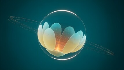 Nebula Shell Chamber With Ember Glow in Deep Teal Atmosphere