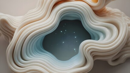 Porcelain Smoke Waves With Satin Gradients in Nocturne Teal