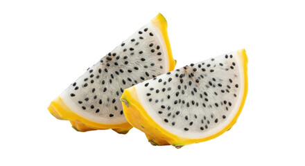 Isolated Dragon Fruit Slices on White Background