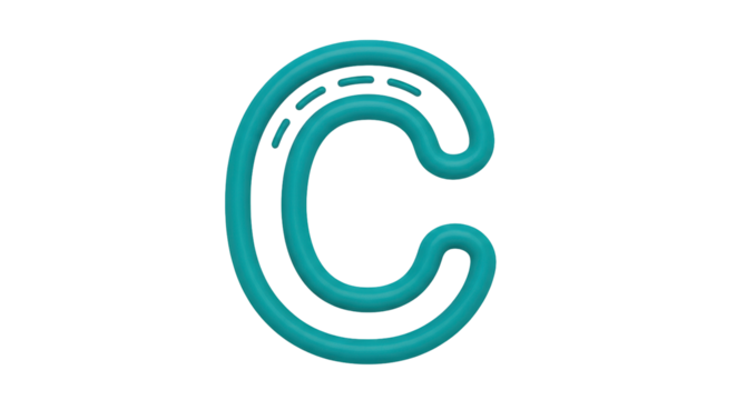 Isolated Letter C Neon Style