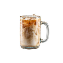 Iced Coffee with Cream and Ice in a Clear Mug