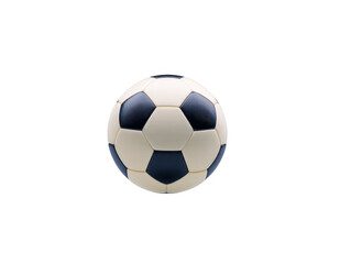 Naklejka premium Soccer ball black and white round leather isolated sports equipment classic clean simple recreation on transparency background. sense of energy and excitement is conveyed by iconic design