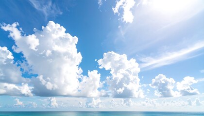 Beautiful blue sky with fluffy clouds