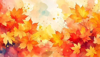 Autumn leaves watercolor background