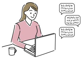 在宅勤務のチャット対応女性オペレーター