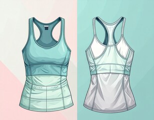 A plain sports bra mockup with front and back views. Perfect for activewear, fitness fashion, and sports brand designs.