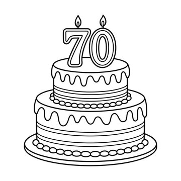 two-tiered birthday cake with 70 candles clip art preview