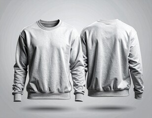 Plain sweatshirt mockup (crewneck, front & back views) in a casual pullover style. Suitable for fashion branding, community merchandise, and streetwear.