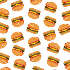 Seamless Burger Pattern. Fast Food Burger Texture. Suitable for Cafe Menu and Food Wrapping