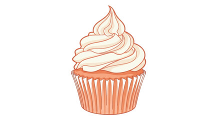 Isolated Cupcake with Whipped Cream