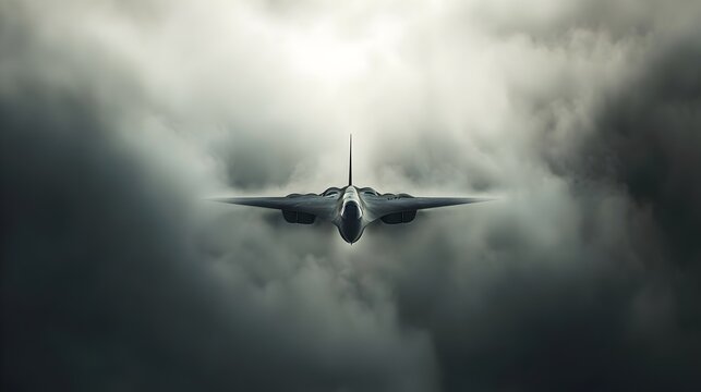 Iconic high speed reconnaissance jet head on view emerging from clouds foggy sky military spy plane advanced aviation technology legendary aircraft mach speed (Aircraft)