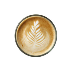 Top View of Latte Art Coffee in Glass Cup - Perfect Coffee Shop Beverage