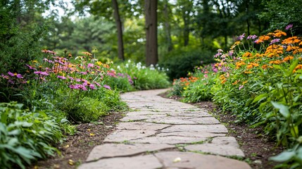 Obraz premium The garden path is full of flowers