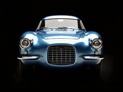 Fototapeta Vintage 1953 Italian sports coupe front view green jet age design classic automobile rare collector car european luxury automotive art isolated dark elegant (Automotive)