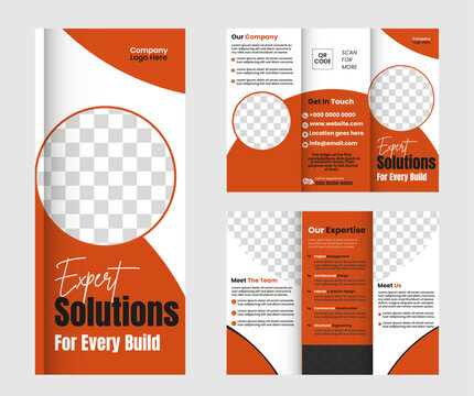 Innovative Construction Designs Elegant Tri-Fold Brochure Layout Perfect for Architects & Builders Highlight Your Projects with Style
