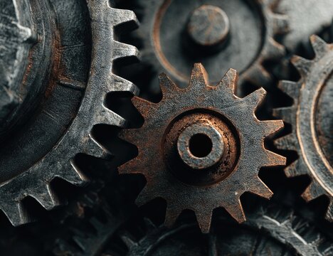 Close-up of rusted gears