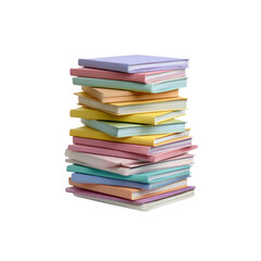 Stack of Pastel-Colored Books on White Background