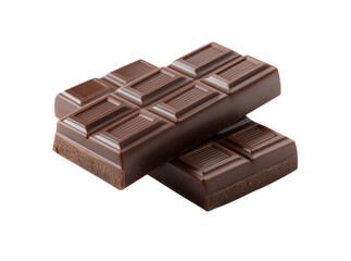 Two delicious dark chocolate bars isolated on black background, Isolated On Transparent Background