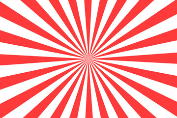 Red and white radial sunburst background