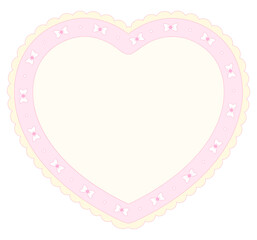 Cute heart vintage lace border. Heart scallop frame with ribbon.