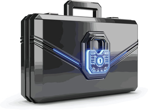 Business briefcase with secure digital lock symbolizing protection finance and corporate security