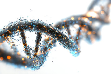 Dynamic DNA helix structure with vibrant energy, symbolizing science, medicine, and cutting-edge biotechnology innovation