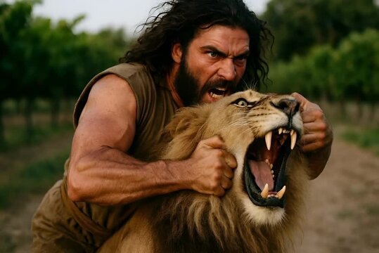 Samson Kills the Lion with His Bare Hands, A Testament of Strength and Divine Power