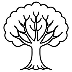 Banyan nature of green tree icon line airt vactor outline Illustrations on white background.