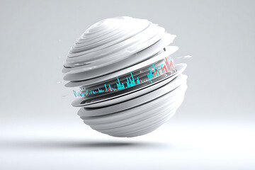 Dynamic 3D abstract sphere with modern data visualization charts showcasing business growth and financial success