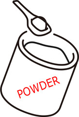 vector, Powder container with scoop for measuring ingredients in kitchen  
