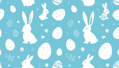 Seamless pastel Easter pattern with bunnies and eggs