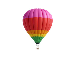 Obraz premium Hot air balloon with vibrant rainbow colors including pink red orange yellow and green isolated on transparent background symbolizing adventure and freedom