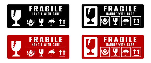 Fragile Handle With Care Shipping Warning Label Stickers Set