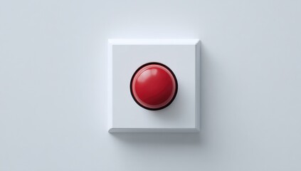 Red button on a white square panel