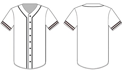 Jersey shortsleeve shirt (baseball uniform shirt) template vector illustration