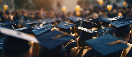 The graduation ceremony celebrating the achievements of proud students in caps.