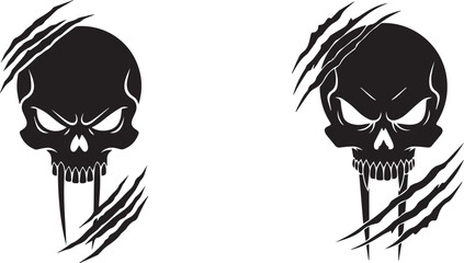 Skull & Claw Mark Duo – Minimalist Aggression Vector Set