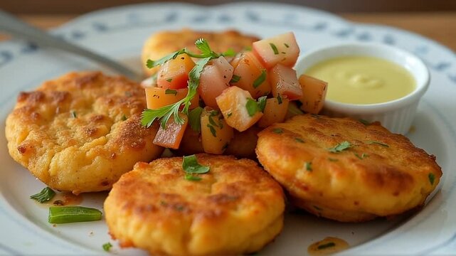  Accras (Saltfish Fritters) served authentically on a plate
