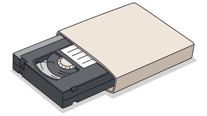 Isometric illustration of a vintage vhs tape in its case perfect for retro nostalgia designs