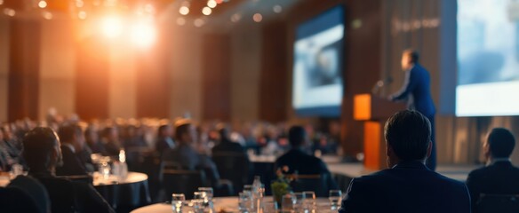 The audience captivated by the speaker at a professional conference event.