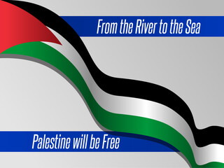 Palestine Flags, shiny long waving flag of Palestine. Graphic Resource. Editable Vector Illustration. Perfect for designs, posters, banners