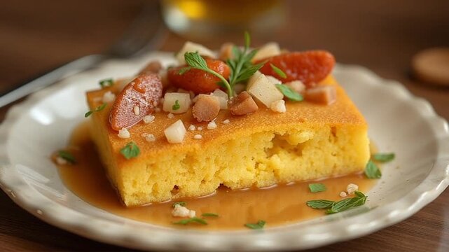  Cassava Pone served authentically on a plate
