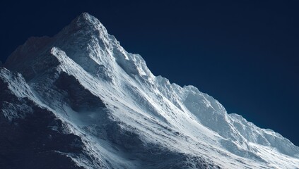 Snow-capped mountain peak against a dark night sky