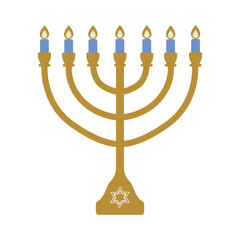 Hanukkah Menorah with Lit Candles Vector Illustration. Perfect for Hanukkah designs and Jewish cultural projects