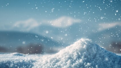 Snowy landscape, soft focus, snowfall