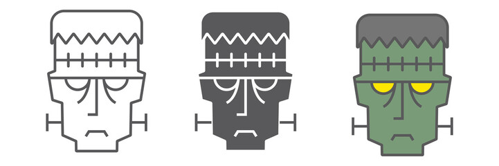 Frankenstein line icon, halloween and monster, zombie sign, vector graphics, a linear pattern on a white background.