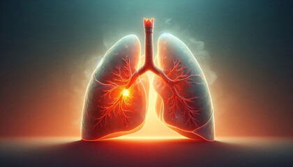Medically Accurate Illustration of Lung Cancer Showing Cancerous Tumor Inside Human Lungs