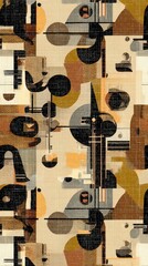 Naklejka premium Abstract Geometric Pattern Design With Circles And Lines